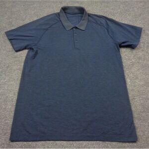 Lululemon  Polo Shirt Mens L Metal Vent Tech Blue Performance Short Sleeve